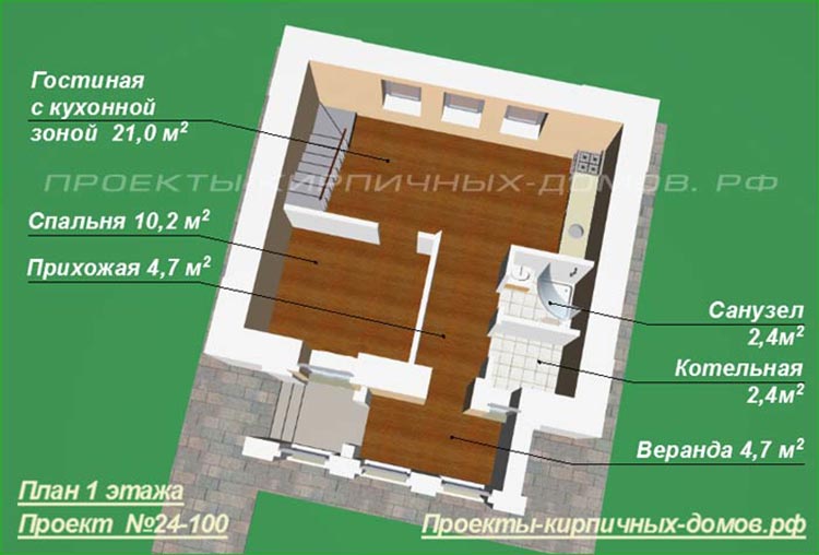 План 1 этажа маленького дома