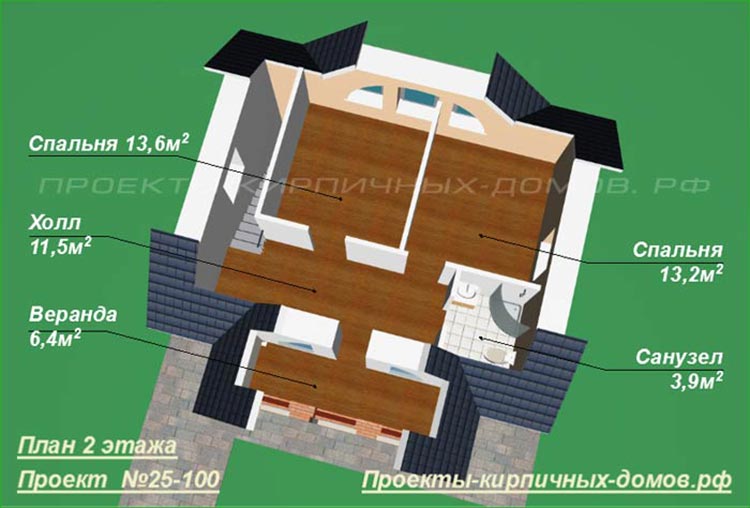 План 2 этажа небольшого дома