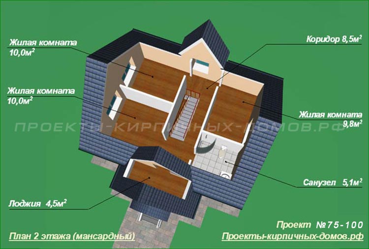 План мансардного этажа дачного дома