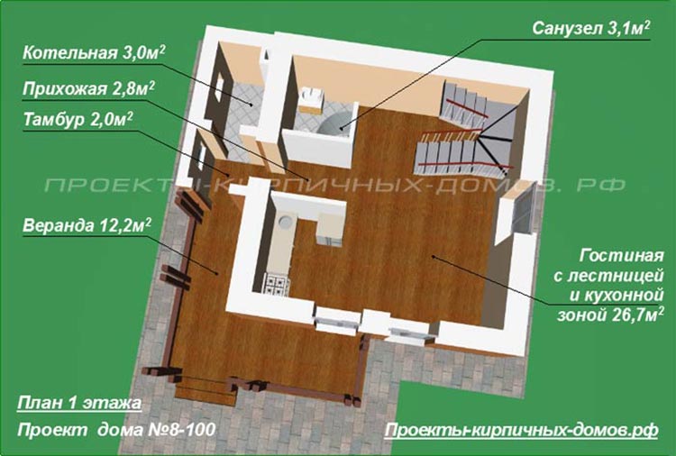 План 1 этажа дачного дома