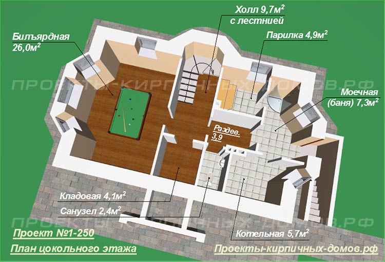 план цокольного этажа дома 6 на 10