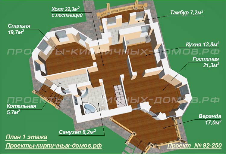 План первого этажа дома в стиле замка