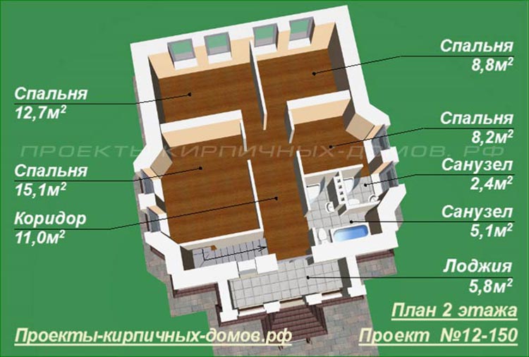 План 2 этажа дома 8 на 9 м