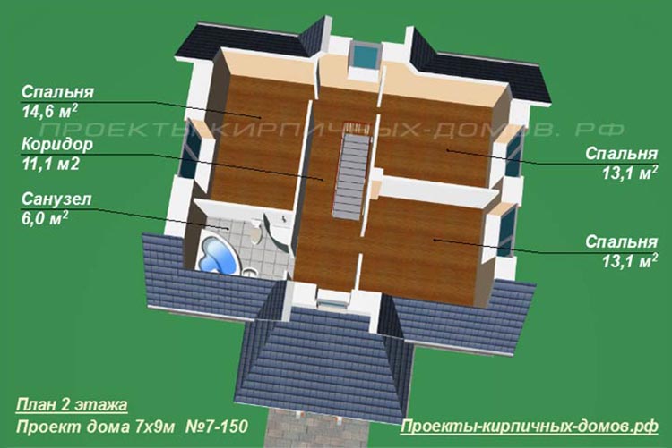план 2 этажа дома 7 на 9 м