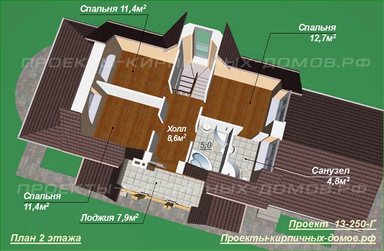 План второго этажа дома для узкого участка