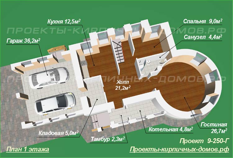 План первого этажа дома с башней