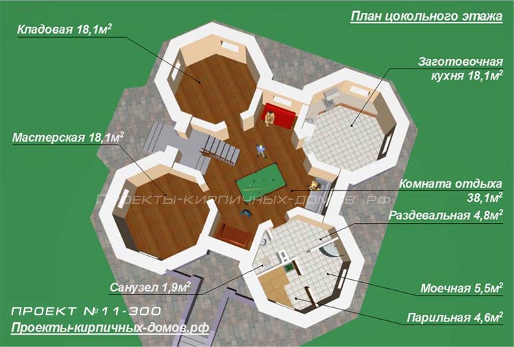 План цокольного этажа дома-крепости