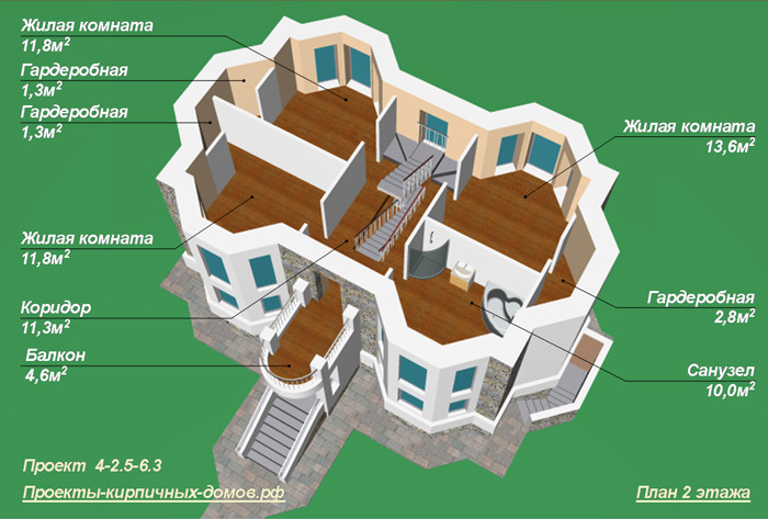 План второго этажа загородного дома №4-300