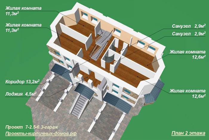 План 2 этажа дома