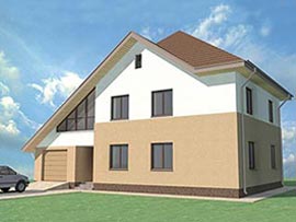 проект двухэтажного дома с гаражом на 2 машины №61-250-Г2