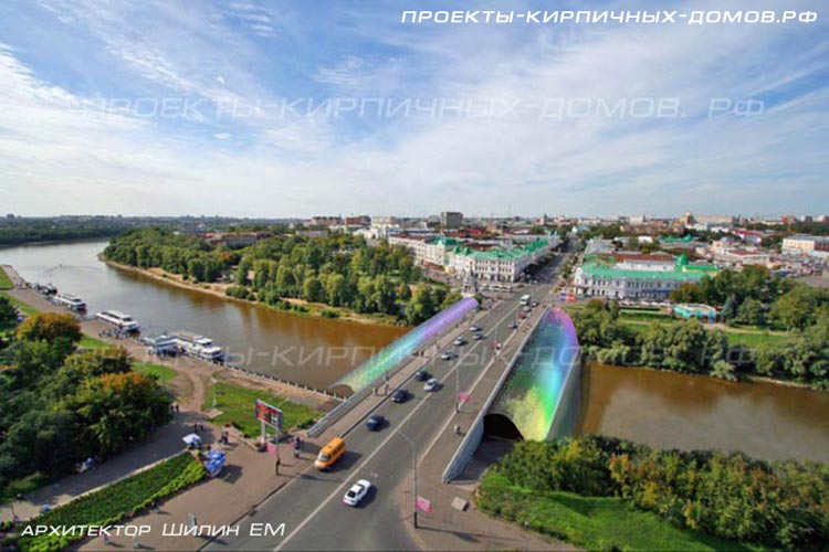 Цветовой фонтан на Юбилейном мосту к 300-летию г. Омска