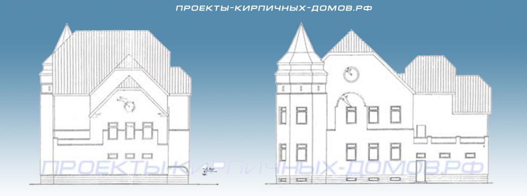 Фасады боковой и продольный со стороны башни и террасы