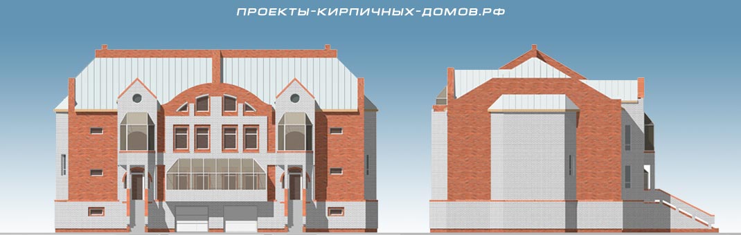Фасады дома на 2 семьи с гаражом по улице Суворова